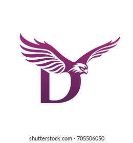 Vector Flying Purple Eagle Letter D Logo