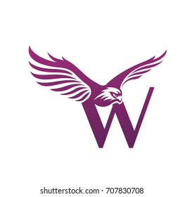 Vector Flying Purple Eagle Letter W Logo