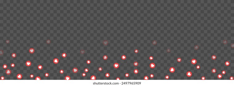 Iconos de Vector de reacción voladora. Iconos voladores de corazones rojos, le gusta png. Me gusta la red social, marketing, publicidad, png.