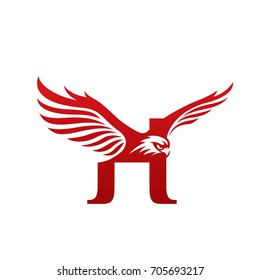 Vector Flying Red Eagle Letter H Logo