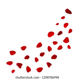 Vector. Flying red rose petals.