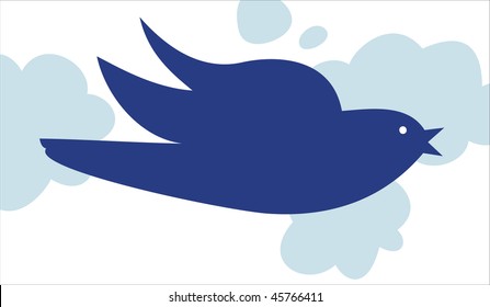 Vector flying swallows on white background