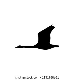 vector  flying swan, goose silhouette