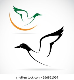 Vector of flying wild duck design on white background. Wild Animals. Bird. Easy editable layered vector illustration.