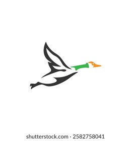 Vector of flying wild duck design on white background. Wild Animals. Bird. Easy editable layered vector illustration.