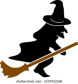 Vector flying witch flat icon. Vector pictograph style is a flat symbol flying witch icon on a white background.