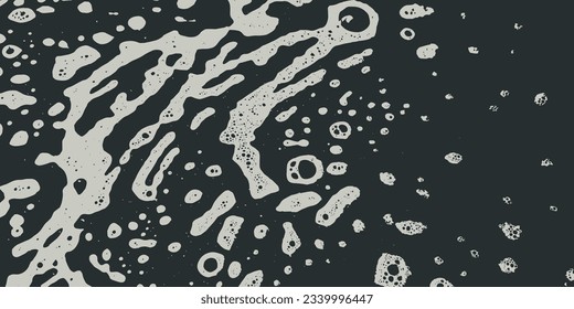 Papel de escritorio de espuma vectorial. Llamar Formas redondeadas caóticas. Efecto Líquido Irregular. Pintura de pincel esponjoso. Impresión textil de círculo dinámico de granito. Patrón de burbujas de agua de arte moderno.