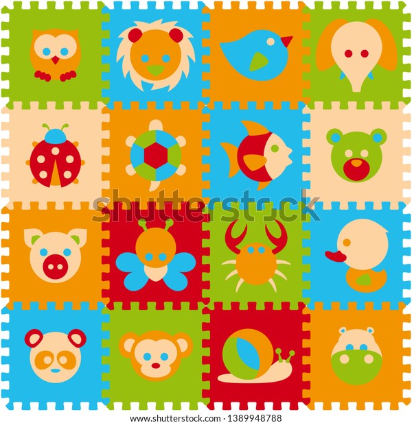 Vector Foam Baby Kids Play Mat Stock Vector Royalty Free 1389948788