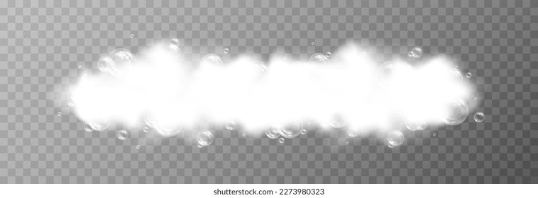 Vector foam with bubbles on an isolated transparent background. Foam, bubbles png. Detergent png. Shampoo, bath foam.