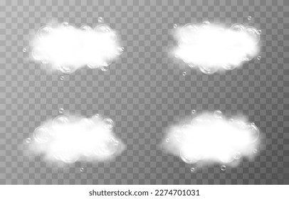 Vector foam with bubbles on an isolated transparent background. Foam, bubbles png. Detergent png. Shampoo, bath foam.