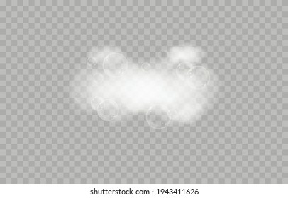 Vector Foam With Bubbles. Soap Bubbles Png, Foam Png, Soap, Shampoo. Bath Foam On Isolated Transparent Background.