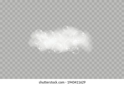 Vector Foam With Bubbles. Soap Bubbles Png, Foam Png, Soap, Shampoo. Bath Foam On Isolated Transparent Background.