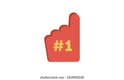Vector foam finger, fans glove flat color line icon.