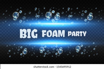 Vector foam party banner. Neon background with bubbles for futuristic show. - Powered by Shutterstock - Get 15% off with code: PIKWIZARD15
