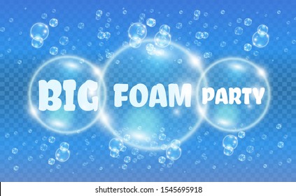 Vector foam party banner. Neon background with bubbles for futuristic show. - Powered by Shutterstock - Get 15% off with code: PIKWIZARD15