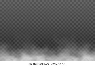 Vector fog or smoke on isolated transparent background. Smoke, fog or cloud png. White smoke png.