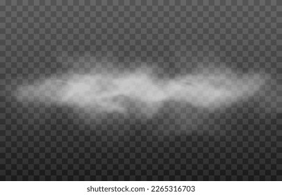 Vector fog or smoke on isolated transparent background. Smoke, fog or cloud png. White smoke png.