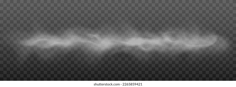 Vector fog or smoke on isolated transparent background. Smoke, fog or cloud png. White smoke png.