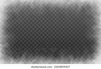 Vector fog or smoke on isolated transparent background. Smoke, fog or cloud png. White smoke png.