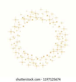 Vector foil star frame. Golden starry borders. Hand drawn isolated background.