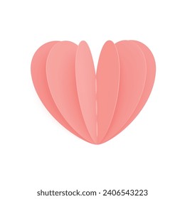 Vector fold heart on white background.