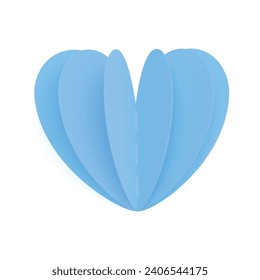 Vector fold heart on white background.