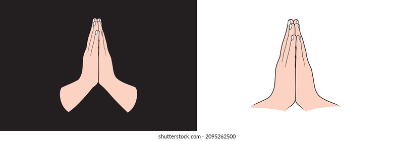 Vector of Folded Hands. Illustration of Hands Greeting Posture of Namaste. Folded Hands for Prayer. Thanksgiving Banner.