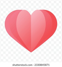 vector folded hearts valentine's day on transparent background.