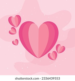 Vector folded hearts valentine's day background.
