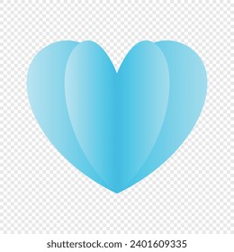 El día de San Valentín de corazones doblados vectoriales en un fondo transparente