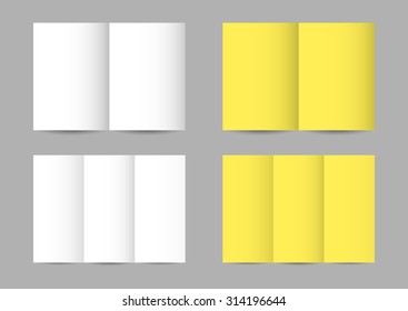 Vector folded paper leaflets in white and yellow colors 