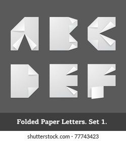 Vector folded paper letters