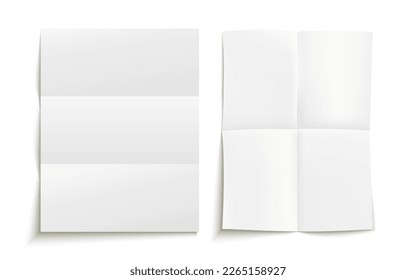 vector folded white paper with realistic texture