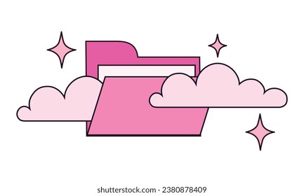 Vector folder with coulds icon in flat style.
