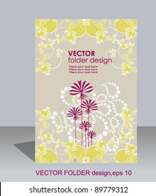 Vector folder design on floral background