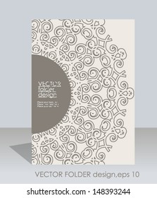 Vector folder design. Vintage floral lace ornaments.