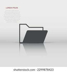 Vector folder document icon in flat style. Archive data file sign illustration pictogram. Document business concept.