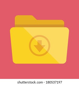 Vector Folder and Download Sign Icon
