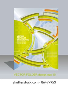 Vector folder flyer design. 3d abstract elements