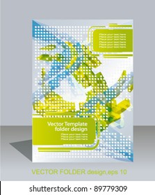 Vector folder flyer design. 3d abstract elements