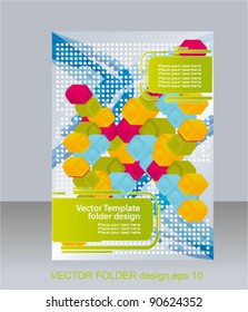 Vector folder flyer design. 3d abstract elements