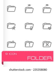 Vector folder icon set on grey background
