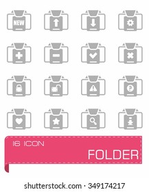 Vector Folder icon set on grey background