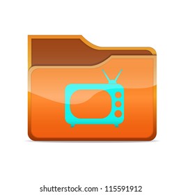 a vector folder icon with tv inside