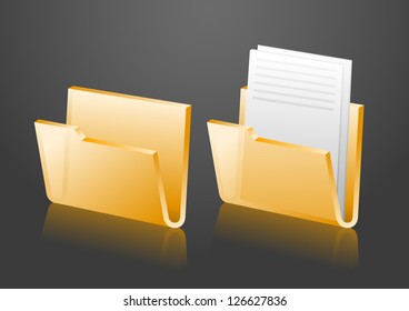Vector folder icons, empty and with document, eps8