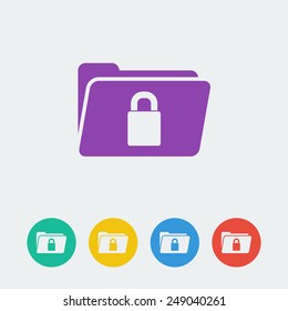 Vector Folder Lock Flat Circle Icon