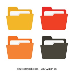 Vector Folder In Multiple Color Icon Set