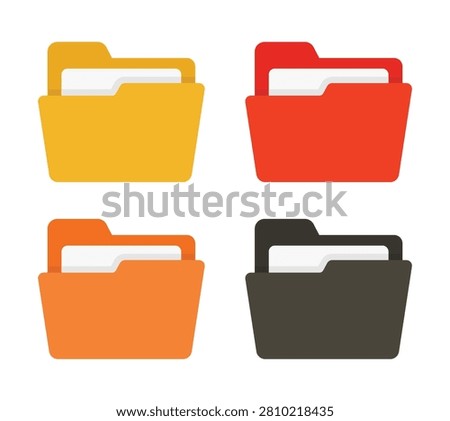 Vector Folder In Multiple Color Icon Set
