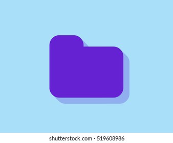 Vector folder symbol icon with long shadow. Flat design style