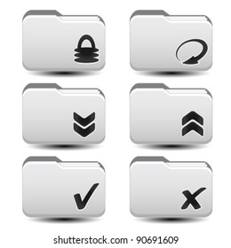 Vector folders with download, reload, upload arrows